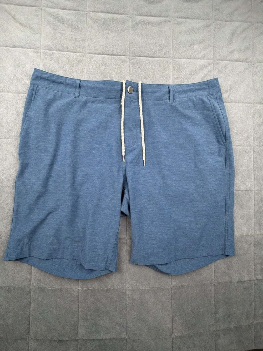 Faherty Men's All Day Shorts, Blue Heathered Drawstring Hybrid Chino